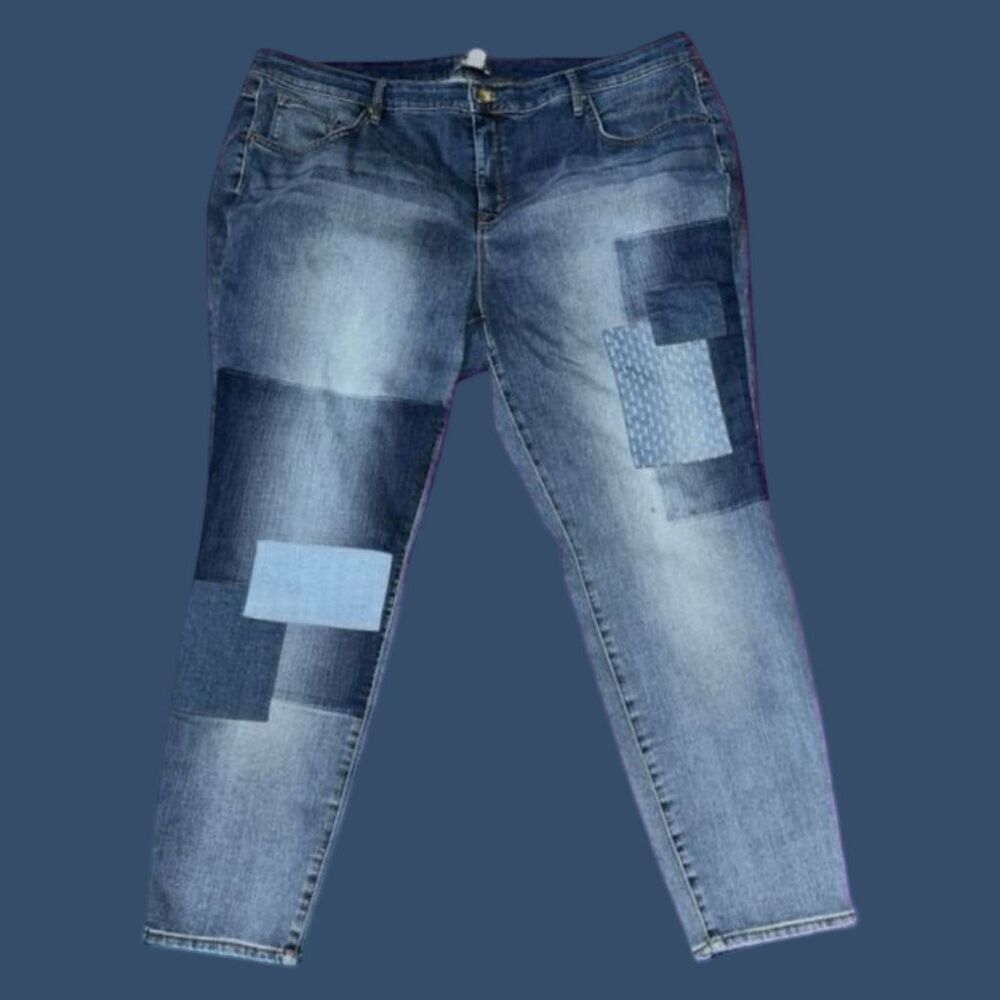 Plus Size Martha Stewart Patchwork Mom Jeans Size 24W #200 - Picture 8 of 8